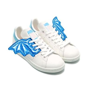 Imagem de Kayueway Tênis fashion fofo azul voador morcegos asas menino menina festa de Halloween morcegos sapato asas diy decorações super asas velho novo esporte sapatos presente corredor bordado asa de