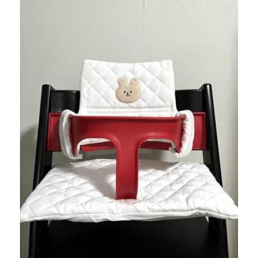 Imagem de Almofada para cadeira de jantar Baby Elephant Almofada portátil antiderrapante para sair Acessórios para cadeira de crescimento para comer para bebês, coelho branco, uma peça