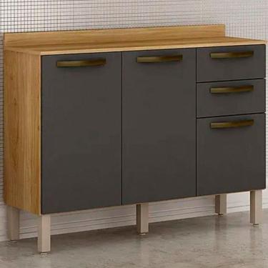 Imagem de Balcão Valência Carvalho/grafite Salleto Móveis Carvalho Com Grafite