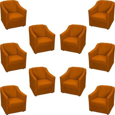 Imagem de Kit 10 Poltronas Decorativa Mila Pé De Plástico Cromado - Terracota Suede