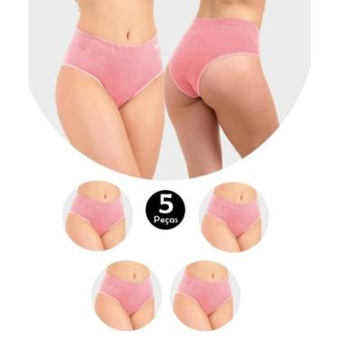Imagem de Kit 5 Calcinhas Silvana IMI Lingerie Cintura Alta em Algodão Conforto 