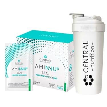 Imagem de Aminnu - Aminoácidos - Sabor Limão - Caixa com 30 sachês de 10g - Central Nutrition + Coqueteleira Exclusiva