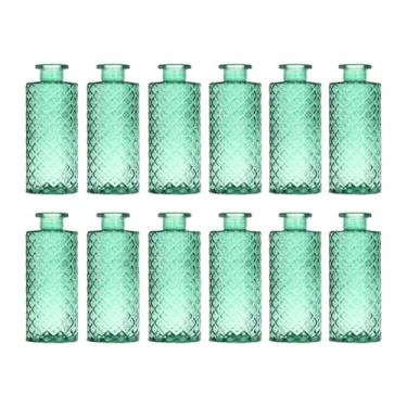 Imagem de Ioensy 12 peças de vasos de vidro decorativos, presente romântico, recipientes para plantas, arranjos de flores para exibição em ambientes internos e, Verde