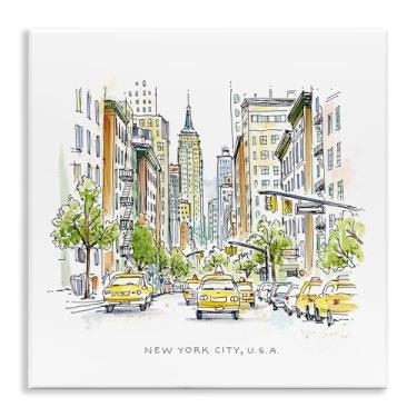 Imagem de Stupell Industries Design de arte de placa de parede vista da cidade de Nova York por Angela Steahling, 12 x 12