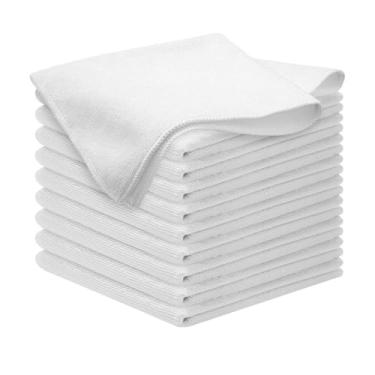 Imagem de Bothyi 10x Panos de limpeza de microfibra Toalha de limpeza para pano de prato úmido e seco Toalha absorvente para pratos, panelas de escritório e lavar, Branco