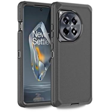 Imagem de Anloes Capa para Oneplus 12R 5G (2024), capa de telefone resistente, à prova de choque, à prova de poeira, proteção resistente, 3 em 1 para One Plus 12R (preto)