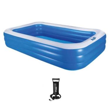 Imagem de Piscina Inflável Retangular Azul 540 Litros 180 Cm Pvc com Bomba Vg+ -