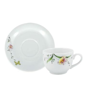 Imagem de Xícara Chá com Pires 200ml Porcelana Schmidt - Dec. Carmem 2344, 2344,