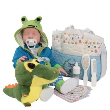 Imagem de Bebê Reborn Realista Jacarezinho com Bolsa Maternidade - Cegonha Rebor