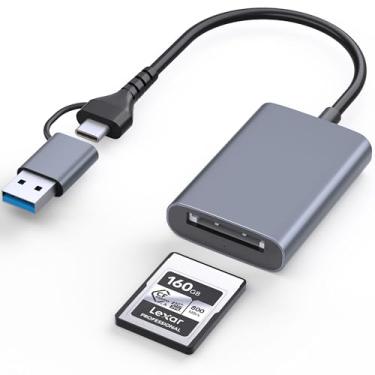 Imagem de Lecnvuo Leitor de cartão CFexpress tipo A, USB-C/USB-A 2 em 1 para adaptador CF Express tipo A, leitor de cartão de memória com USB 3.2 (geração 2) 10 Gbps, compatível com Windows/Mac/Linux/Android