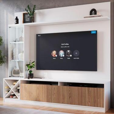 Imagem de Estante para TV Até 60 Polegadas Capri 3 Portas Branco/Brise - Quiditá