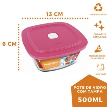 Imagem de Pote Vidro Quadrado Facilita C/ Tampa 500ml Marinex 15Un - NADIR FIGUE