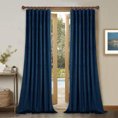 Imagem de Cortinas StangH Blue Velvet, 108 polegadas de comprimento, quarto, 2 p