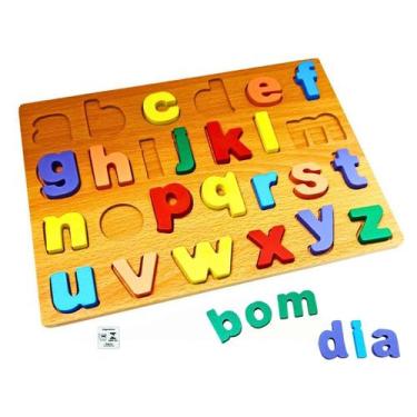 Imagem de Encaixe Divertido Letras Minusculas Coloridas MDF Toymix Alfabeto Brin