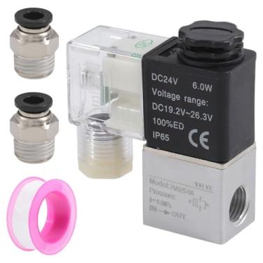 Imagem de Benikmake Válvula solenoide elétrica NPT DC24V 2 vias 2 posições pneumática 1/4 polegada IP65 à prova d'água 24V válvula de ar elétrica 2V025-08 para oficina de carpintaria automotiva hidráulica