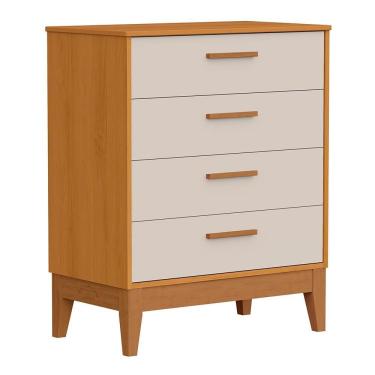 Imagem de Cômoda Infantil Flip 4 Gavetas em MDF com Puxador em MDF Bege Fosco 96x77x44 cm