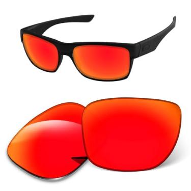 Imagem de Lentes de substituição de 1,6 mm compatíveis com óculos de sol Oakley TwoFace OO9189, antiarranhões e resistentes a impactos (laranja vermelho espelhado)