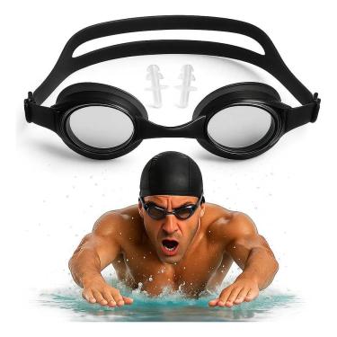 Imagem de 2X Óculos Natação Piscina Adulto Não Embaça Protetor Ouvido