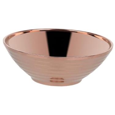 Imagem de ＫＬＫＣＭＳ Tigela de aço inoxidável para amassar macarrão de camada dupla multifuncional para udon, soba, pho ramen tigelas de sopa para cozinha doméstica, Rosa Ouro
