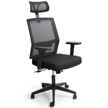 Imagem de Cadeira De Escritório Presidente Ergonômica Preta Mesh Gamer