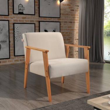 Imagem de Poltrona de Madeira Eucalipto, Com Braço e Estofada Perla - Agarb Deco