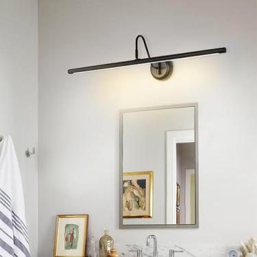 Imagem de Luz de espelho LED banheiro 360° giratório ângulo ajustável luzes de parede iluminação de imagem moderno metal à prova d'água lâmpada de parede para sala de estar quarto penteadeira (luz quente preta