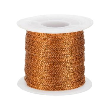 Imagem de PATIKIL Corda metálica de tinsel de 1 mm x 109 jardas de fita de embrulho de cordão laranja não elástica para presente, enfeite de fio, artesanato, Natal