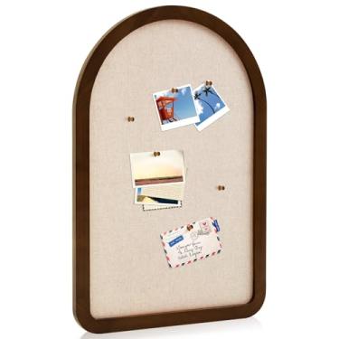 Imagem de Wonderjune Quadro de pinos retangular recortado vintage quadro de avisos para exibição de linho quadro de avisos grande imagem de tecido memorando decorativo para parede escritório em casa (arco, 50 x