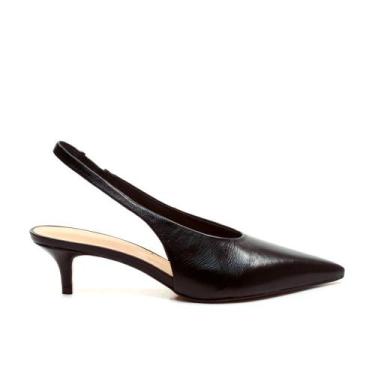 Imagem de Slingback Couro Preto Salto Baixo Cecconello 2629002-9, Preto, 36