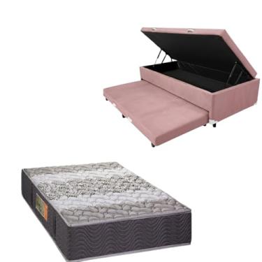 Imagem de Bicama Box Baú com Colchão de Espuma Orthopedic - Solteiro 88x188 (SUEDE ROSA)