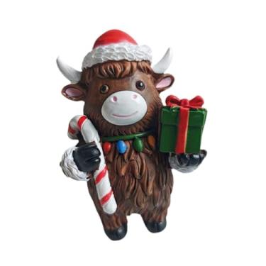 Imagem de shamjina Estatueta de Vaca, Estátua de Vaca, Lembrancinhas de Festa, Enfeite de Mesa, Escultura de Gado para o Natal, Ideal para Cozinha, Jardim, Área Externa, 8x6.5x10.5cm