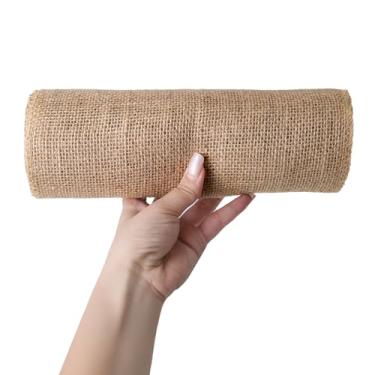 Imagem de KEPYDRMTF Rolo de tecido de serapilheira natural, fita de juta de 4,5 m para embrulhar presentes, projetos de artesanato, decoração de casamento, decoração de casa (serapilheira, 30 cm x 4,6 m)