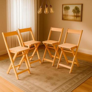 Imagem de Conjunto com 4 Banquetas Dobráveis em Eucalipto - Ismalu, Natural