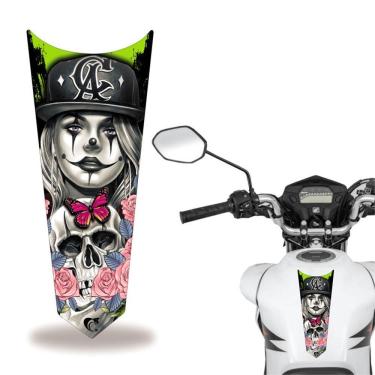 Imagem de Adesivo Faixa Gravata Tanque Moto Caveira Rosa