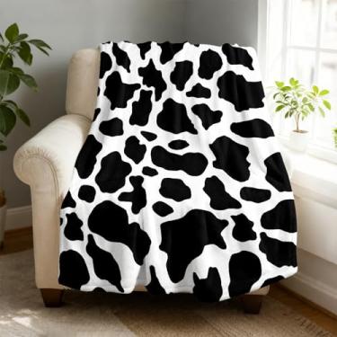 Imagem de Cobertor de lã com estampa de vaca 127 x 152 cm para sofá cama, cobertor de flanela de microfibra super macio e aconchegante leve para mulheres, homens e crianças