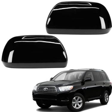 Imagem de DULPER Tampa da tampa do espelho retrovisor adequado para Toyota Highlander 2009-2014 Capas de espelho externo decoração guarnições (preto)