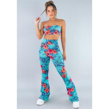 Imagem de Conjunto Mvb Modas Calça Flare Feminina e Top Faixa-Feminino