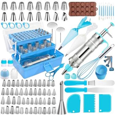 Imagem de Gawren-H&E Kit de suprimentos de decoração de bolo, conjunto de seringas para decoração de sobremesas com estojo de armazenamento para iniciantes - conjunto de sacos de confeitar e pontas para