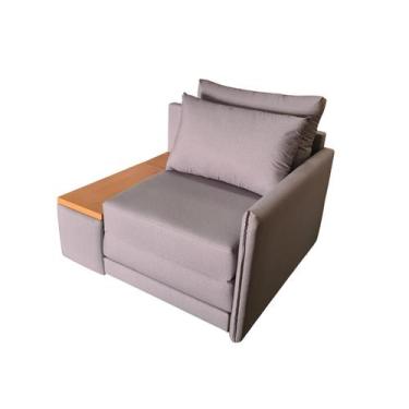 Imagem de Poltrona Cama Solteiro com Tampo Baú Lateral Esquerdo Tecido Acquabloc