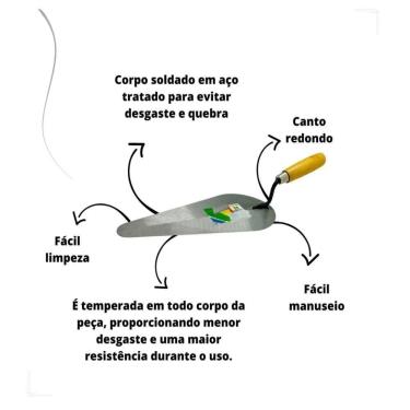 Imagem de Colher De Pedreiro Com Canto Oval 8” – Resistência, Conforto E Desempenho Profissional Em Cada Movimento