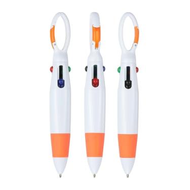 Imagem de PATIKIL Canetas de transporte retráteis com clipe de fivela, 3 peças, 1,0 mm, 4 cores, canetas esferográficas retráteis, chaveiro para material de escritório, presente infantil, laranja