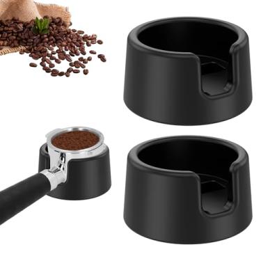Imagem de 2 peças de base de adulteração de café para máquina de café expresso ES601 suporte de silicone antiderrapante melhora a estabilidade de adulteração acessórios de máquina de café (pacote com 2, preto)