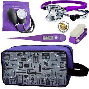 Imagem de Kit Enfermagem Estampada Academico Com Aparelho de Pressao Estetoscopi