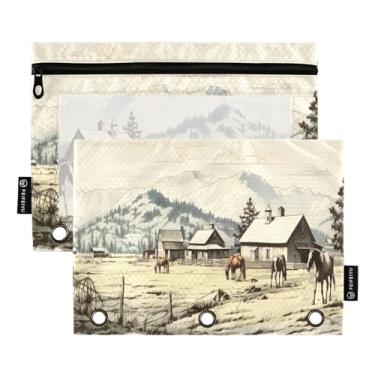 Imagem de Wassud Cavalo e casa, pacote com 2, pastas de fichário com 3 furos, pasta organizadora de arquivos para casa, escritório