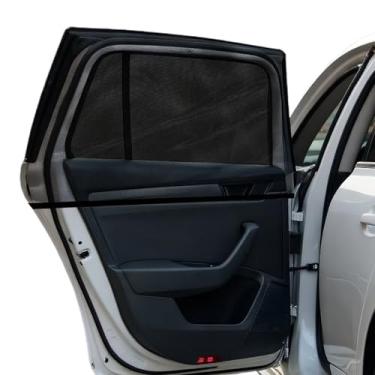 Imagem de 2 peças de persianas de janela de carro malha respirável para janelas traseiras de carro para-sol lateral