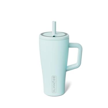 Imagem de BrüMate Copo Era de 590 ml com alça e canudo | Copo isolado 100% à prova de vazamento com tampa e canudo | Feito de aço inoxidável | Base amigável para porta-copos | 590 ml (agave azul)