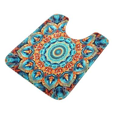 Imagem de Burbuja Tapete de banheiro mandala, tapete de banho absorvente de pelúcia macio, base de vaso sanitário antiderrapante para piso de banheiro, oval em forma de U