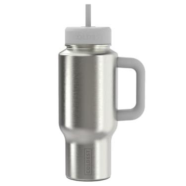 Imagem de Copo Coldest com alça e tampa de café - Copo 100% à prova de derramamento (3 tampas) - Copos isolados de aço inoxidável à prova de vazamento para mulheres e homens - Adequado para porta-copos - 680 g