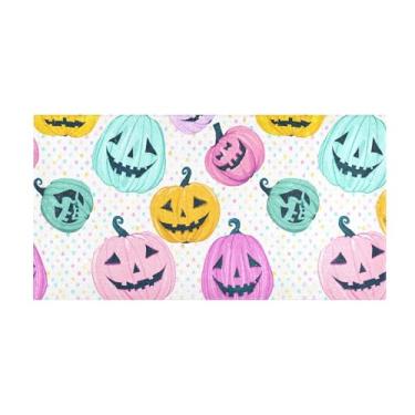 Imagem de Burbuja Tapete de corrida Halloween Abóboras de pelúcia antiderrapante tapete de cozinha suporte de borracha para corredor, quarto, sala de estar, decoração de entrada, lavável na máquina, 51 x 99 cm