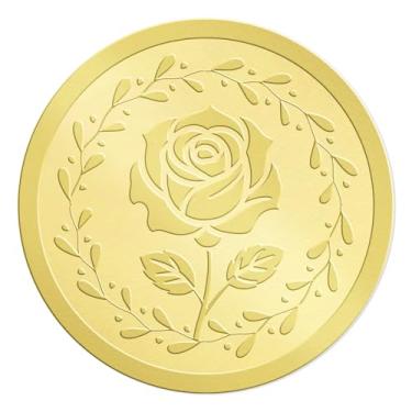 Imagem de SICOHOME Adesivos de envelope em relevo em ouro rosa - Rose was Seal, adesivos de folha dourada para convites de casamento, Natal, cartões comemorativos, lembrancinhas de festa, autoadesivos